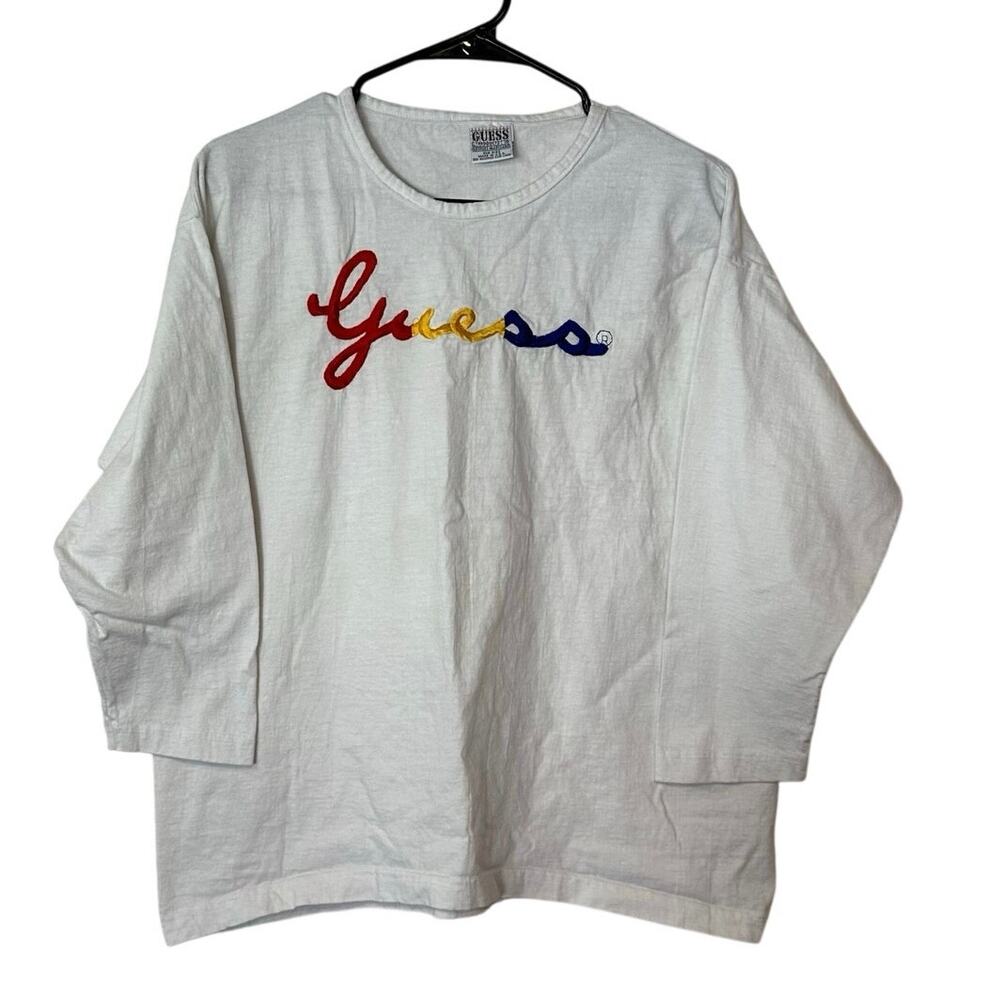 Guess By‎ Georges Marciano VTG Long Sleeve T-Shirt One Size Embroidered Spellout